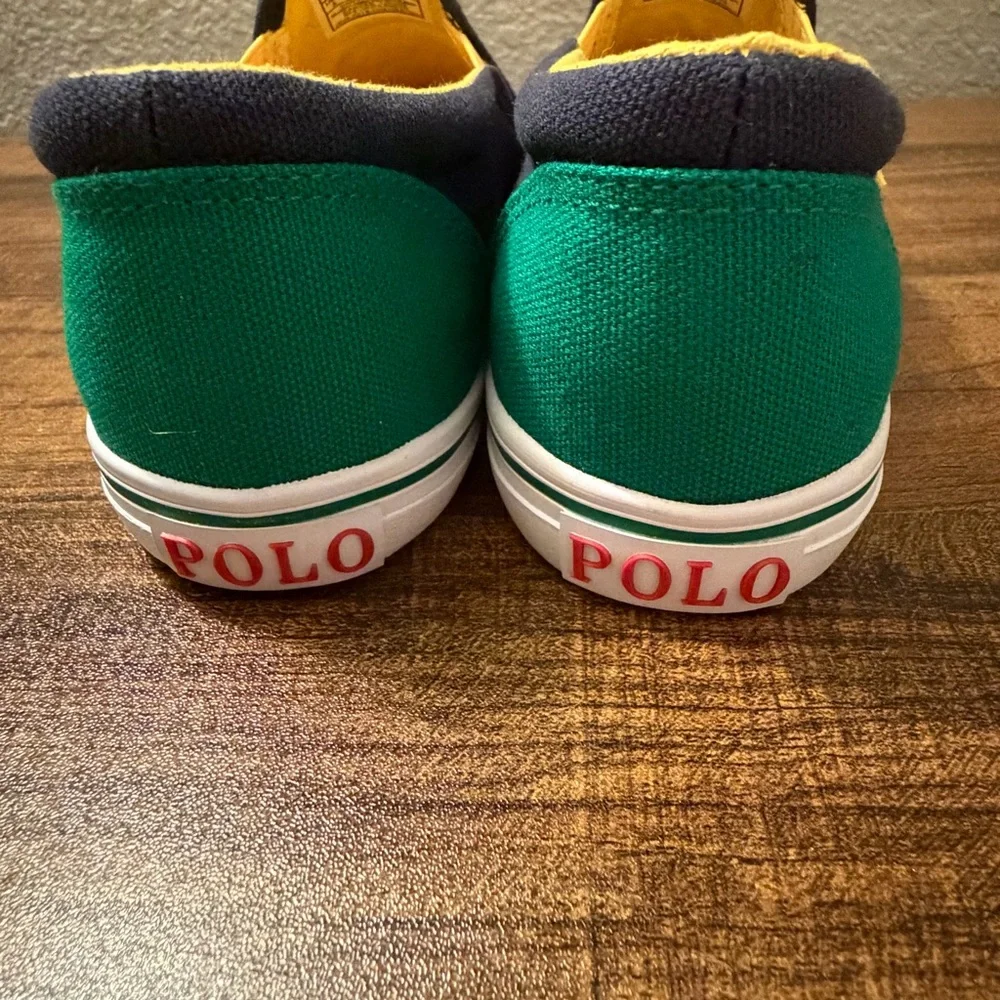 Polo Ralph Lauren Shoes Kids 3 Landyn Slip On P-Wing Logo Patch Canvas Preppy